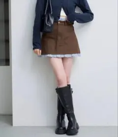 Kastane フリルデニムミニスカート