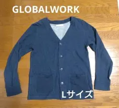GLOBAL WORK ボーダーカーディガン ネイビー Lサイズ