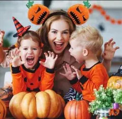 カチューシャ　ハロウィン　かぼちゃ　オレンジ