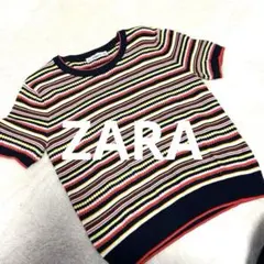 ZARA ストライプ 半袖ニット Mサイズ