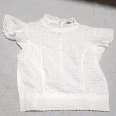 ZARA　ホワイトフリル袖レーストップス　XSサイズ
