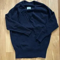 テネリータ　ウールVネック ネイビー 長袖ニット