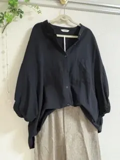 新品タグ付 スタディオクリップ フリルカラー甘織 デニムシャツ