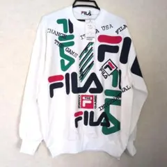 FILA 総柄ロゴ クルーネック スウェット ホワイトのサムネイル
