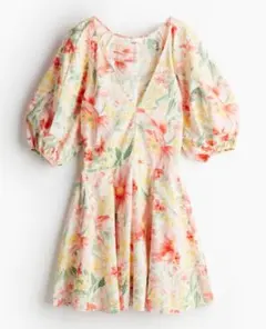 H&M 花柄 Vネック ミニワンピース US XS