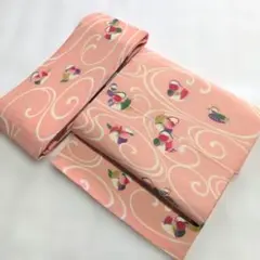 おしどり♡リバーシブル2way♡二部式作り帯♡ワンタッチ帯♡鬼縮緬♡ピンクベースのサムネイル