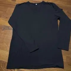 ブラック Vネック 長袖カットソーヒートテック