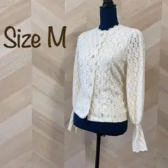 【未使用】ニット調レースカーディガン Mサイズ