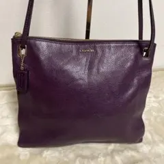 COACH パープル レザー ショルダーバッグ