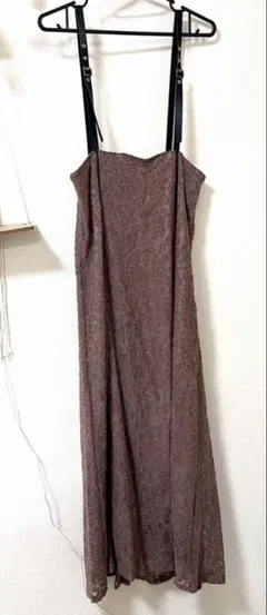 NICE CLAUP ブラウン レース キャミワンピース F