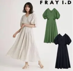 FRAY I.D Vネックウエストタックワンピース