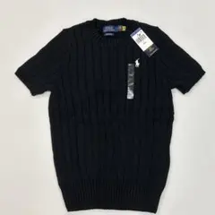 PoloRalphLauren ケーブルニット 半袖 M黒 ピマコットン 新品 - メルカリ