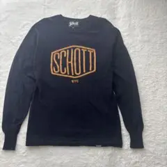 SCHOTT ショット 薄手ニット Mサイズ ネイビー ボックスロゴ 即完売品