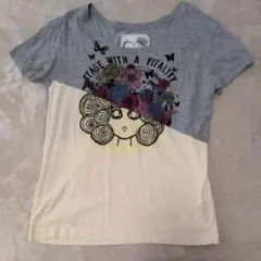 ScoLar 半袖Tシャツ グレー×アイボリー