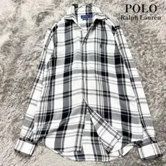 ポロラルフローレン マドラスチェックド ネルシャツ ポニー刺繍 M相当 美品