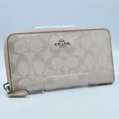 COACH コーチ 長財布 シグネチャー ラウンドファスナー シャンパンゴールドのサムネイル