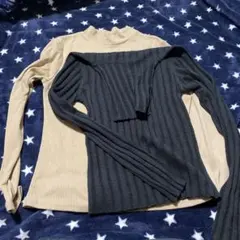 リブニットセーター ベージュ・タートルネック黒 Lサイズ　2点