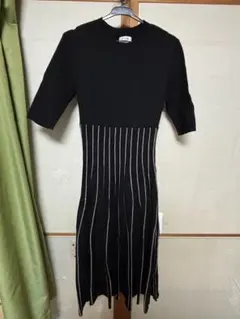 FRAY I.D ストライプニットワンピース 半袖 ブラック　フレイアイディー