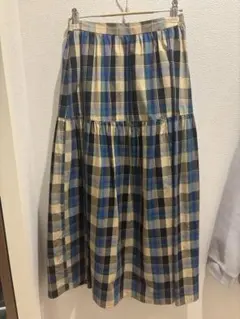 Saloon チェック柄フレアロングスカートのサムネイル