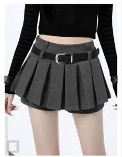 ベルト付きプリーツミニスカートパンツ