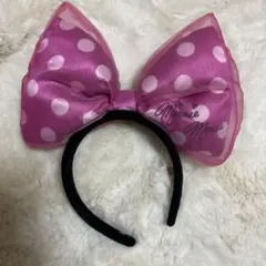 ミニーマウス 水玉カチューシャ ピンク