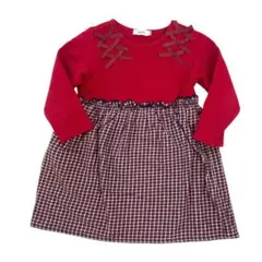 スラップスリップ（SLAP SLIP ）ワンピース 赤色 チェック リボン