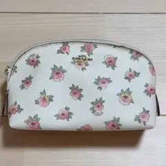 COACH コーチ 花柄ポーチ アイボリー×ピンク