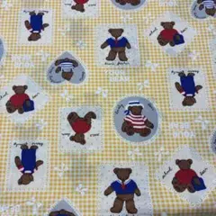 くま柄 生地 はぎれ イエロー ハンドメイド テディベア 日本製 シーチング