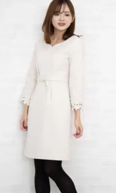 PROPORTION BODY DRESSING　ワンピース　袖レース　ホワイト