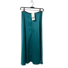 ZARA エメラルドグリーン　フレアロングスカート　新品未使用　タグ付き　M