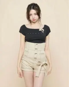 andmary Baby ribbon tops black - メルカリ