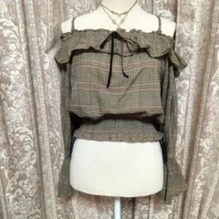 ダブルクローゼット　チェック　ブラウス　y2k　当時物　ガーリー