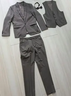 【結婚式前撮り】ブラウンスーツ上下＋ベスト＋蝶ネクタイ