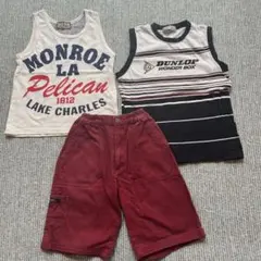 120㎝　綿100%　男児　BeBe 　タンクトップ　ハーフパンツ　３枚セット
