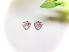 小ぶりハート ピンク パーツ 2個