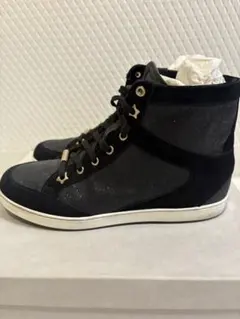 JIMMY CHOO グリッターハイカットスニーカー ブラック