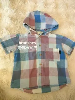 branshes マドラスチェック柄半袖シャツパーカー