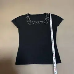 C.D.S basic ビジュー付き黒半袖トップスのサムネイル