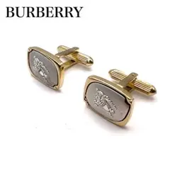 【美品】BURBERRY カフスボタン シルバー ゴールド 馬騎士 ロゴ