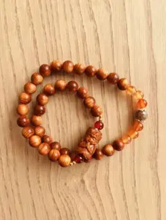 木製ビーズ 2連ブレスレット