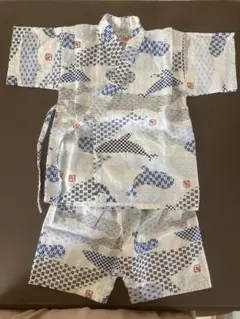 くじら柄（海の生き物）　子供用甚平 95cm 男の子