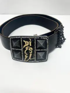 DIESEL レザーベルト 本革 スタッズ ディーゼル 85 ITALY