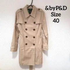 &byP&Dベージュ ダブルブレスト トレンチコート