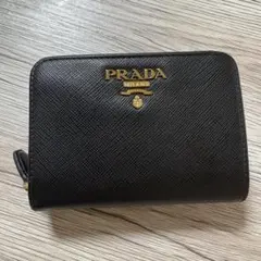 美品　PRADA プラダ サフィアーノレザー 二つ折り財布 コンパクト　ブラックのサムネイル