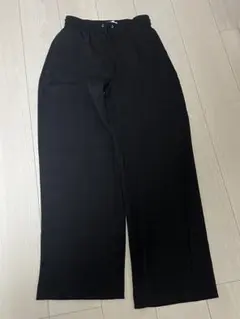 ZARA 黒 ワイドパンツ ドローストリング付き