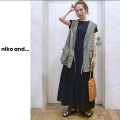 ニコアンド　C-1風 ポケットベスト カーキ てぃらさん着用