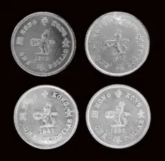 香港 1ドル硬貨 1978 .1979 .1987 .1988 セットのサムネイル