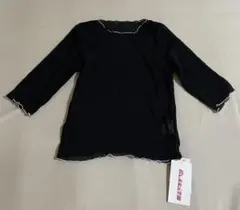 新品 しまむら Hoktrish 楊柳シアーメロウトップス ブラック　L