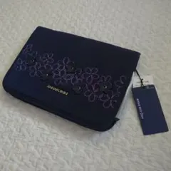 ＊新品未使用＊アナスイミニ　マルチケース ネイビー 花柄刺繍　母子手帳ケース