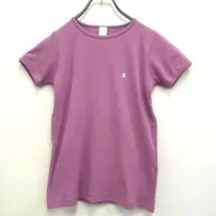 【美品】Champion 半袖Tシャツ ロゴ刺繍 サイズL パープル